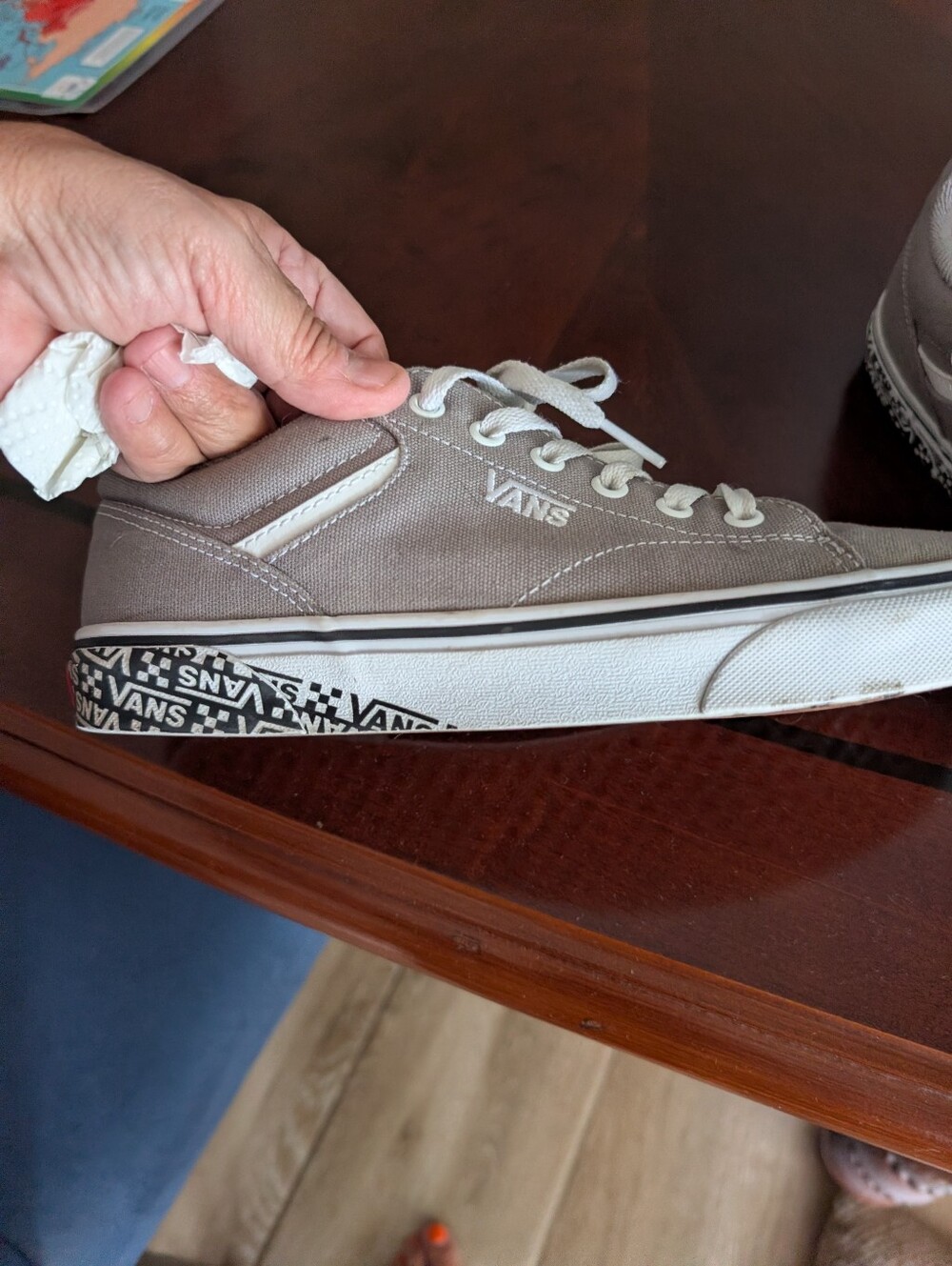 Vans Selden Sidewall Low-Top Canvas Sneakers in Taupe and White